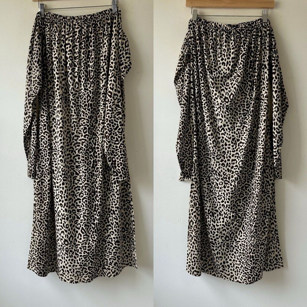 J. Crew Womens Elastic Waistband Leopard Printed Maxi Skirt Brown Size M Summer